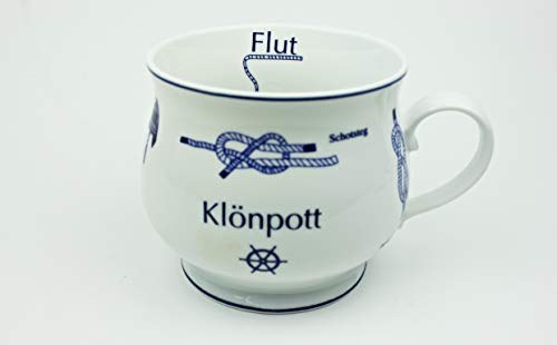 Buddel-Bini Versand Klönpott mit Seemannsknoten bauchig Knotenbecher Souvenir Teetasse Tee Becher Andenken von Buddel-Bini Versand