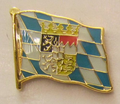 Buddel-Bini Versand Pin Anstecker Flagge Fahne Bayern mit Löwen Wappen Raute Landesflagge Flaggenpin Badge Button Flaggen Clip Anstecknadel von Buddel-Bini Versand