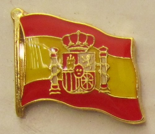 Buddel-Bini Versand Pin Anstecker Flagge Fahne Spanien mit Wappen Nationalflagge Flaggenpin Badge Button Flaggen Clip Anstecknadel von Buddel-Bini Versand