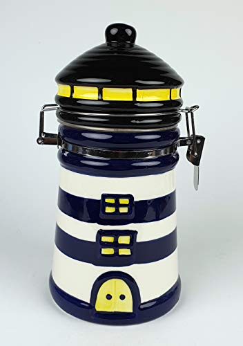 Buddel-Bini Versand Vorratsdose Leuchtturm blau weiß Keramik Kaffeedose Dose Vorratsbehälter von Buddel-Bini Versand