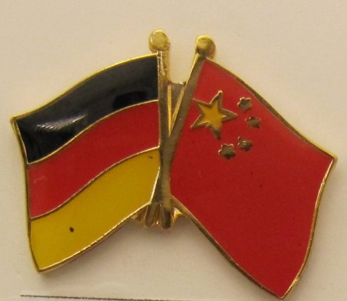 China / Deutschland Freundschafts Pin Anstecker Flagge Fahne Nationalflagge Doppelpin Flaggenpin Badge Button Flaggen Clip Anstecknadel von Buddel-Bini Versand