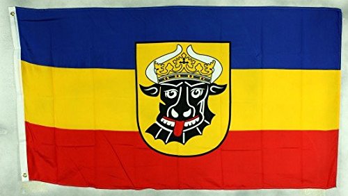 Flagge Fahne Mecklenburg Ochsenkopf 90x60 cm wetterfest und lichtecht für innen und aussen von Buddel-Bini Versand