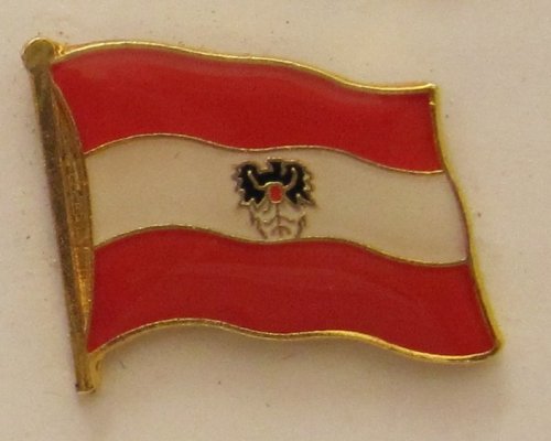 Pin Anstecker Flagge Fahne Oesterreich mit Adler Wappen Flaggenpin Badge Button Flaggen Clip Anstecknadel von Buddel-Bini Versand