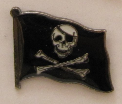 Pin Anstecker Flagge Fahne Pirat Totenkopf Piratenpin Flaggenpin Badge Button Flaggen Clip Anstecknadel Piratenflagge Skull Bones von Buddel-Bini Versand