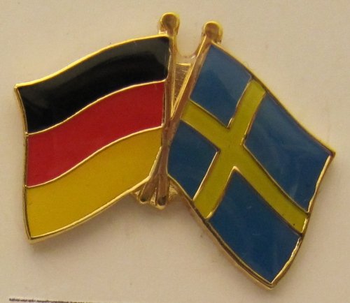 Schweden / Deutschland Freundschafts Pin Anstecker Flagge Fahne Nationalflagge Doppelpin Flaggenpin Badge Button Flaggen Clip Anstecknadel von Buddel-Bini Versand