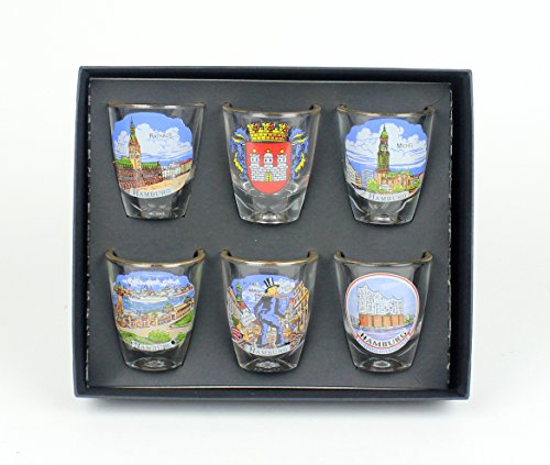 Stamper Schnapsglas 6er Set Hamburg Souvenir von Buddel-Bini Versand