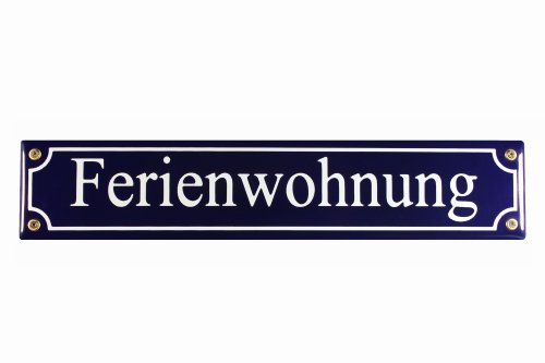 Strassenschild Ferienwohnung 40x8 cm Emailleschild wetterfest Zimmervermietung Pension von Buddel Bini Versand