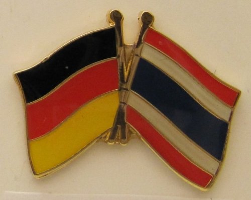 Thailand / Deutschland Freundschafts Pin Anstecker Flagge Fahne Nationalflagge Doppelpin Flaggenpin Badge Button Flaggen Clip Anstecknadel von Buddel-Bini Versand