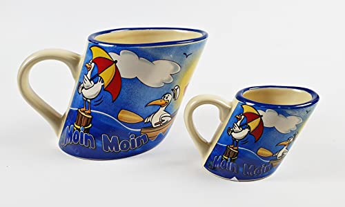 2er Set Moin Moin schräger Becher + Mini Becher schiefe Tasse Robbe Leuchtturm Möwe Souvenir 2er Set Moin Moin schräger Becher + Mini Becher schiefe Tasse Robbe Leuchtturm Möwe Souvenir von Buddel-Bini