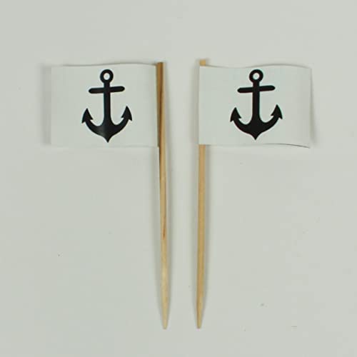 Anker schlicht schwarz Party Picker Zahnstocher Flaggen 50 Stück Papierfähnchen in Profiqualität Anker schlicht schwarz Party Picker Zahnstocher Flaggen 50 Stück Papierfähnchen in Profiqualität von Buddel-Bini