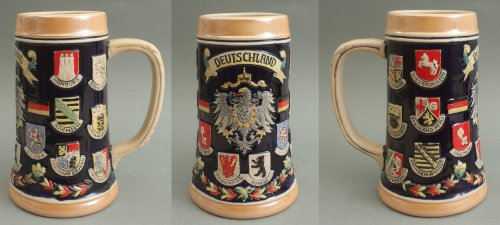 Buddel-Bini Bierkrug Deutschland 0,5 Liter Bierseidel/Bierhumpen Wappen von Buddel-Bini