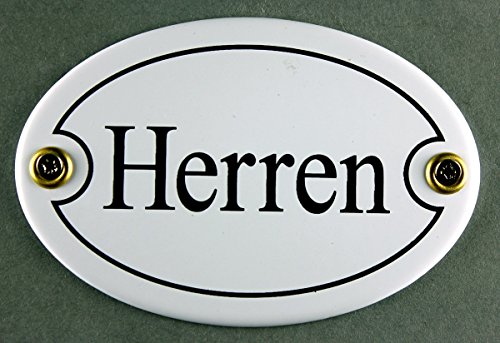 Buddel-Bini Emaille Türschild Herren Weiss oval 7x10 cm Schild Emailleschild Metallschild Blechschild KloTürschild ToilettenTürschild WC von Buddel-Bini