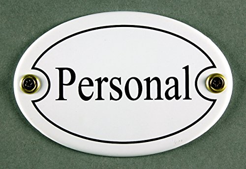 Buddel-Bini Emaille Türschild Personal Weiss oval 7x10 cm Schild Emailleschild Metallschild Blechschild von Buddel-Bini