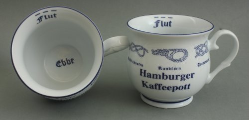 Buddel-Bini Hamburger Kaffeepott mit Seemannsknoten bauchig Hamburg Andenken Kaffeebecher von Buddel-Bini