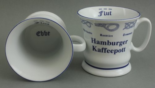 Buddel-Bini Hamburger Kaffeepott mit Seemannsknoten hoch Kaffeebecher Hamburg Souvenir von Buddel-Bini