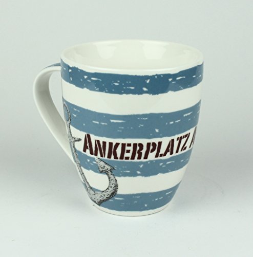 Buddel-Bini Maritimer Becher Ankerplatz Anker gestreift Tasse Kaffee Becher Andenken weiß blau Buddel-Bini Maritimer Becher Ankerplatz Anker gestreift Tasse Kaffee Becher Andenken weiß blau von Buddel-Bini