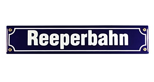 Buddel Bini Schild Straßenschild Reeperbahn Pauli Hamburg Souvenir Emaille, 40x8 cm, blau von Buddel-Bini