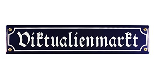 Buddel Bini Schild Straßenschild Viktualienmarkt München Souvenir Email Strassen Emaille, 40x8 cm, blau Buddel Bini Schild Straßenschild Viktualienmarkt München Souvenir Email Strassen Emaille, 40x8 cm, blau von Buddel-Bini