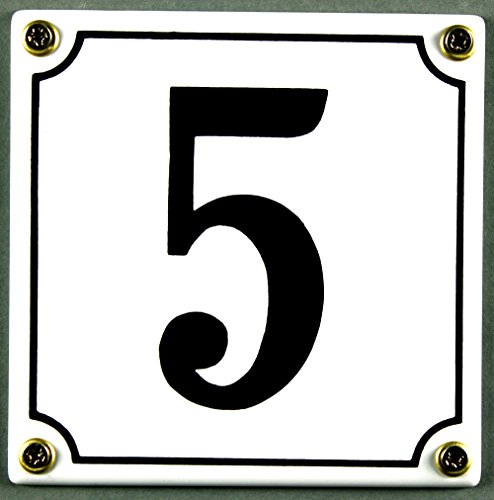Buddel Bini Wetterfestes Emaille Hausnummernschild 5 12 x 12 cm, sofort lieferbar, weiß Buddel Bini Wetterfestes Emaille Hausnummernschild 5 12 x 12 cm, sofort lieferbar, weiß von Buddel-Bini
