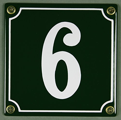 Buddel Bini Wetterfestes Emaille Hausnummernschild 6 12 x 12 cm, sofort lieferbar, grün von Buddel-Bini