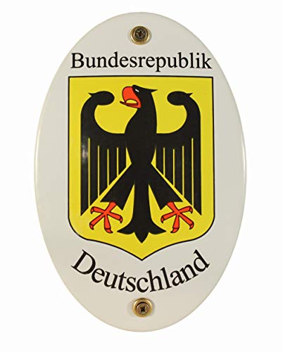 Emaille Wappenschild Bundesrepublik Deutschland Adler 15x10 cm oval Wappen Schild wetterfest und lichtecht Emailleschild von Buddel-Bini