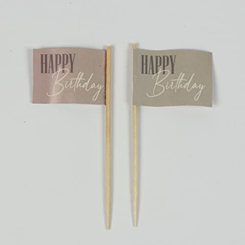 Happy Birthday Sandtöne Party Picker Zahnstocher Flaggen 50 Stück Papierfähnchen in Profiqualität Happy Birthday Sandtöne Party Picker Zahnstocher Flaggen 50 Stück Papierfähnchen in Profiqualität von Buddel-Bini