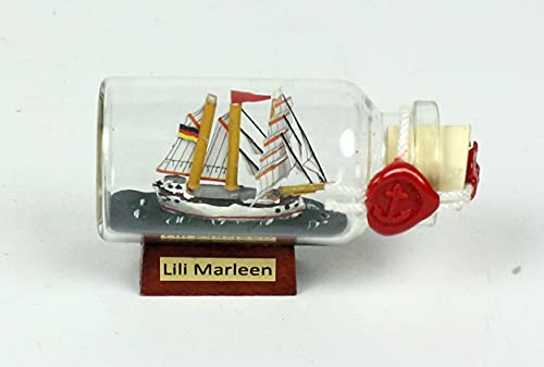Lili Marleen Mini Buddelschiff 10 ml ca. 6 x 3,5 cm Flaschenschiff von Buddel-Bini