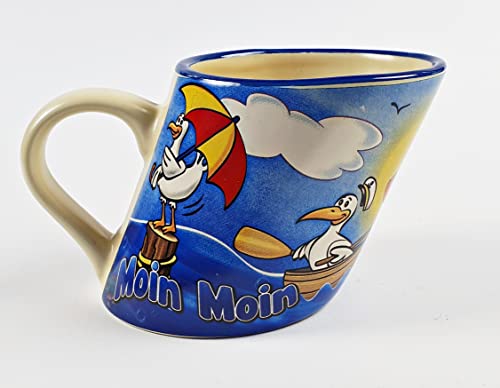 Moin Moin schräger Becher schiefe Tasse Robbe Leuchtturm Möwe Souvenir von Buddel-Bini