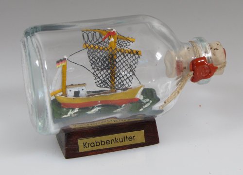 Nordsee Krabbenkutter Mini Buddelschiff 50 ml ca. 7,2 x 4,5 cm Flaschenschiff von Buddel-Bini