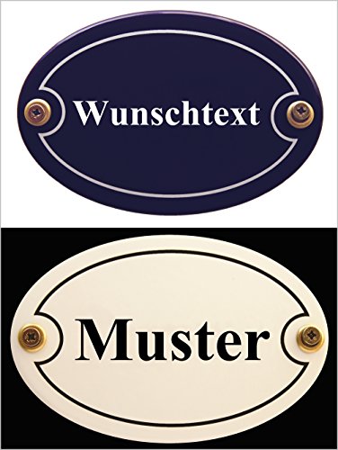 Wetterfestes Emaille Türschild oval mit Wunschtext 10,5x7 cm von Buddel-Bini