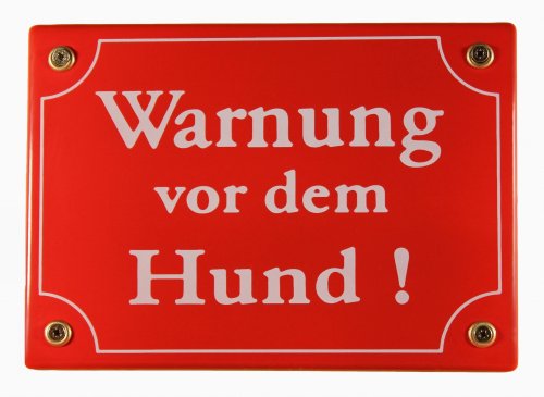 Wetterfestes Emaille Schild Warnung vor dem Hund 17x12 cm wetterfest und lichtecht Emailleschild von Buddelbini