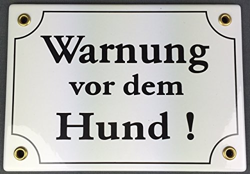 Wetterfestes Emaille Schild Warnung vor dem Hund WEIß 17x12 cm wetterfest und lichtecht Emailleschild von Buddelbini