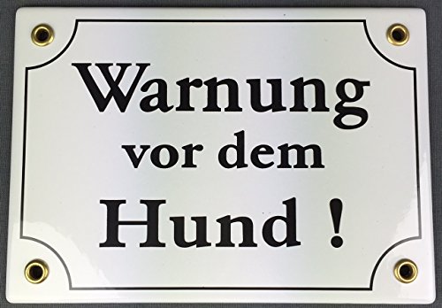 Wetterfestes Emaille Schild Warnung vor dem Hund WEIß 17x12 cm wetterfest und lichtecht Emailleschild Wetterfestes Emaille Schild Warnung vor dem Hund WEIß 17x12 cm wetterfest und lichtecht Emailleschild von Buddel-Bini