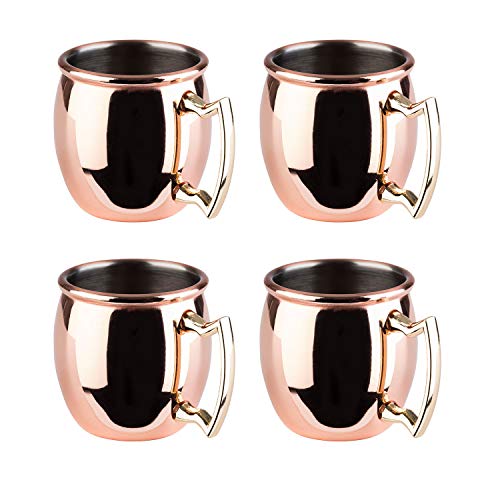 Buddy´s Bar - 4 Mini Moscow Mule Becher, 50 ml, Schnapsgläser, Shots, hochwertige Edelstahl-Becher, Cocktail-Becher, lebensmittelecht, kleine Cocktail-Tassen, 4er Set, Kupfer poliert von Buddy´s Bar