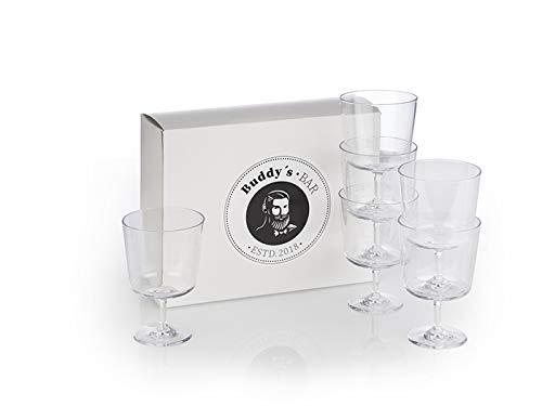 Buddy´s Bar - 6er Set, Hochwertige 0,3 Liter Tritan Kunststoff Trinkgläser, 300 ml, BPA frei, bruchfeste Mehrweg-Gläser, wiederverwendbar und spülmaschinenfest, transparent von Buddy´s Bar