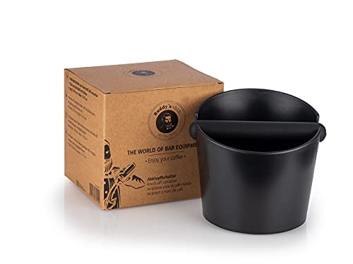 Buddy´s Bar - Barista Edition, Premium Abklopfbehälter für Espresso Kaffeesatz aus dem Siebträger, Ø 16/13 cm, H: 11/15 cm, ABS, Tresterbehälter mit abnehmbarem Knock Bar, schwarz von Buddy´s Bar