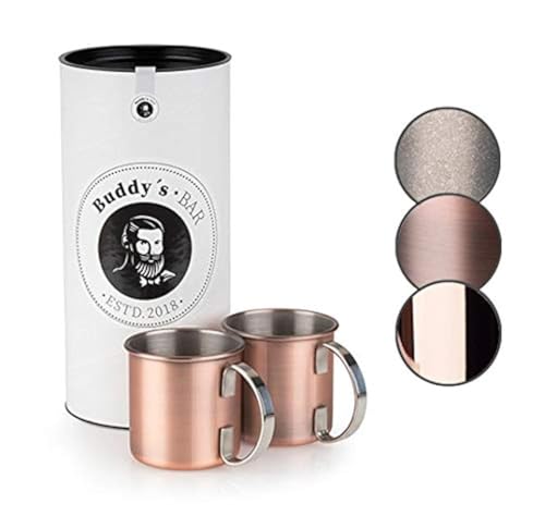 Buddy´s Bar - Moscow Mule Becher, 450 ml, hochwertiger Edelstahl-Becher, lebensmittelecht, Cocktail-Tasse inklusive Geschenkbox, Kupfer Antik, 2er Set Buddy´s Bar - Moscow Mule Becher, 450 ml, hochwertiger Edelstahl-Becher, lebensmittelecht, Cocktail-Tasse inklusive Geschenkbox, Kupfer Antik, 2er Set von Buddy´s Bar