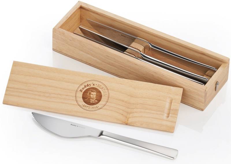 Buddy's Pizzamesser Buddy´s Blades (4 Stück), Edelstahl, mit stilvoller Geschenkbox, für Rechts- und Linkshänder von Buddy's