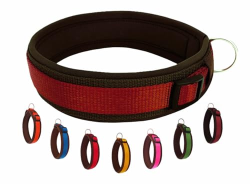 BUDDYPACK | Bequemes Hundehalsband | Extra-Breit mit Neopren-Polster | Für Kleine, Mittlere und Große Hunde (XS (32-37 cm), Weinrot auf Braun) von Buddypack