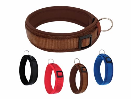 BUDDYPACK | Bequemes Hundehalsband | Extra-Breit mit Neopren-Polster | Für Kleine, Mittlere und Große Hunde | (M (44-49 cm), Schokobraun) von Buddypack