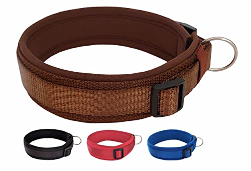 BUDDYPACK | Bequemes Hundehalsband | Extra-Breit mit Neopren-Polster | Für Kleine, Mittlere und Große Hunde | Größe XXS-3XL (S/M (41-46 cm), Schokobraun) von Buddypack