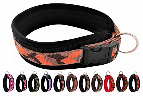 BUDDYPACK | Modernes Hundehalsband | Extra-Breit und Weich Gepolstert | für Kleine, Mittlere und Große Hunde | Größe Verstellbar | Bunt: Braun-Orange-Schwarz (XS (32-37 cm)) von Buddypack