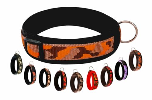 BUDDYPACK | Modernes Hundehalsband | Extra-Breit und Weich mit Neopren-Polster | für Kleine, Mittlere und Große Hunde | Bunt: Braun-Orange-Schwarz (XS (32-37 cm)) von Buddypack