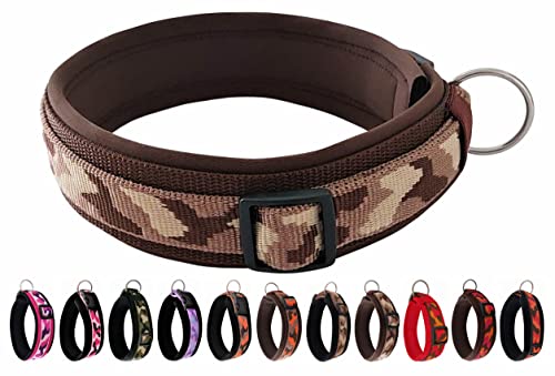 BUDDYPACK | Schickes Hundehalsband Extra-Breit und Weich mit Neopren Gepolstert | Größe XXS-3XL | Verstellbar | Bunt (M/L (47-52 cm), Braun-Creme) von Buddypack
