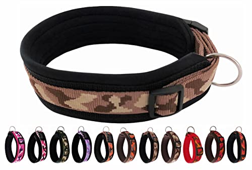 BUDDYPACK | Schickes Hundehalsband Extra-Breit und Weich mit Neopren Gepolstert | Größe XXS-3XL | Verstellbar | Bunt (XXS (29-34 cm), Hellbraun-Creme-Dunkelbraun) von Buddypack