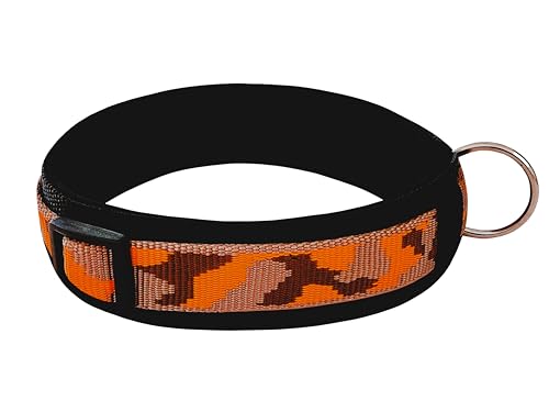 BUDDYPACK | Schickes Hundehalsband Extra-Breit und Weich mit Neopren-Polster | Alle Größen | Bunt (S (38-43 cm), Hellbraun-Orange-Dunkelbraun) von Buddypack
