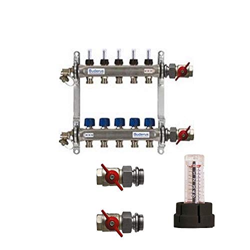 Buderus Heizkreisverteiler HVE-FD-AK mit Durchflussmengenmesser, Heizkreise/Baulänge:6 HK / 500 mm von Buderus