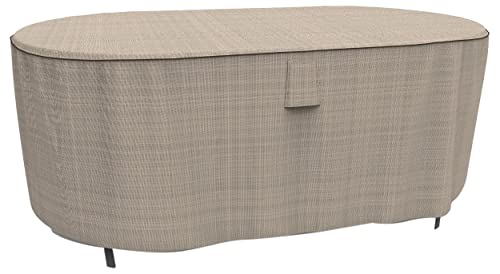 umwirft English Garden Oval Patio Tisch Abdeckung, p5 a20pm1, Tan Tweed (28 H x 72 L x 42 W) von Budge