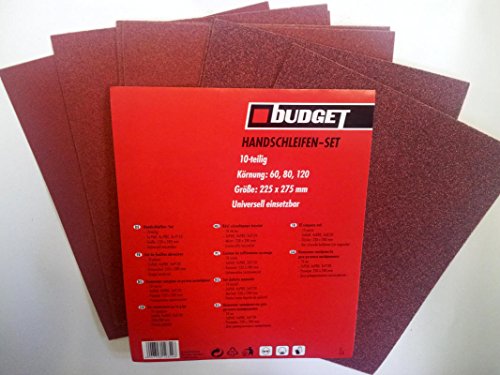 Budget Hand Schleifpapier Handschleifen-Set 10 Teilig - Körnung: 60, 80, 120 Budget Hand Schleifpapier Handschleifen-Set 10 Teilig - Körnung: 60, 80, 120 von Budget