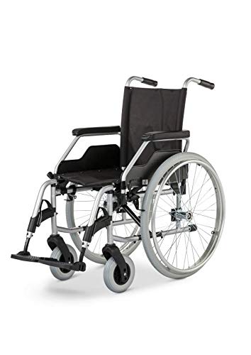 Meyra Rollstuhl Budget 9.050, Steckachse, Faltrollstuhl, silverline, PU, Größe: 48 cm von Budget